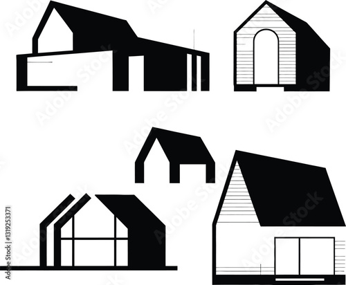 Modern Suburban Home Art Bundle Hous...