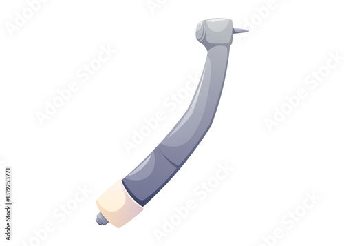 Dental drill handpiece isolated on white background, vector cartoon illustration. Professional dentistry tool for tooth treatment, cleaning, cavity removal. Modern high speed turbine