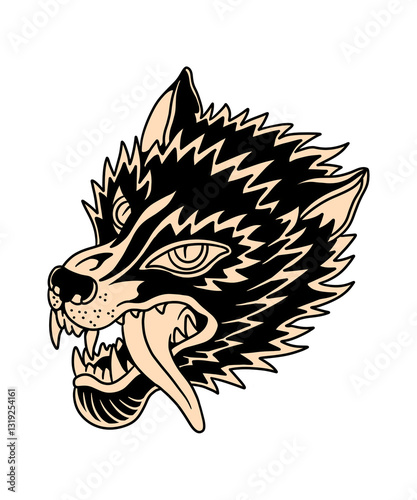 wolf vintage tattoo illustration design photo