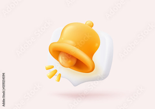 3D chat notice icon with bubble speech floating around on pastel background. New urgency reminder concept for social media element. 3d bell announce icon for message vector render illustration