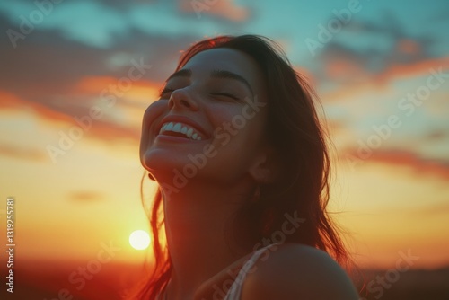 Woman smiling at Sunset