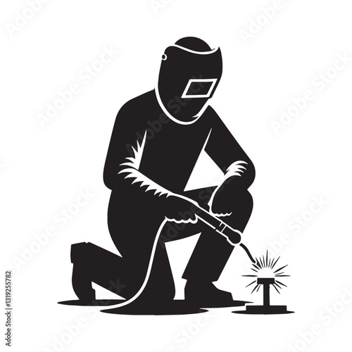 Industrial Welder silhouette, shaping the backbone of construction - Welder illustration - Minimalist Welder vector - Profession silhouette
