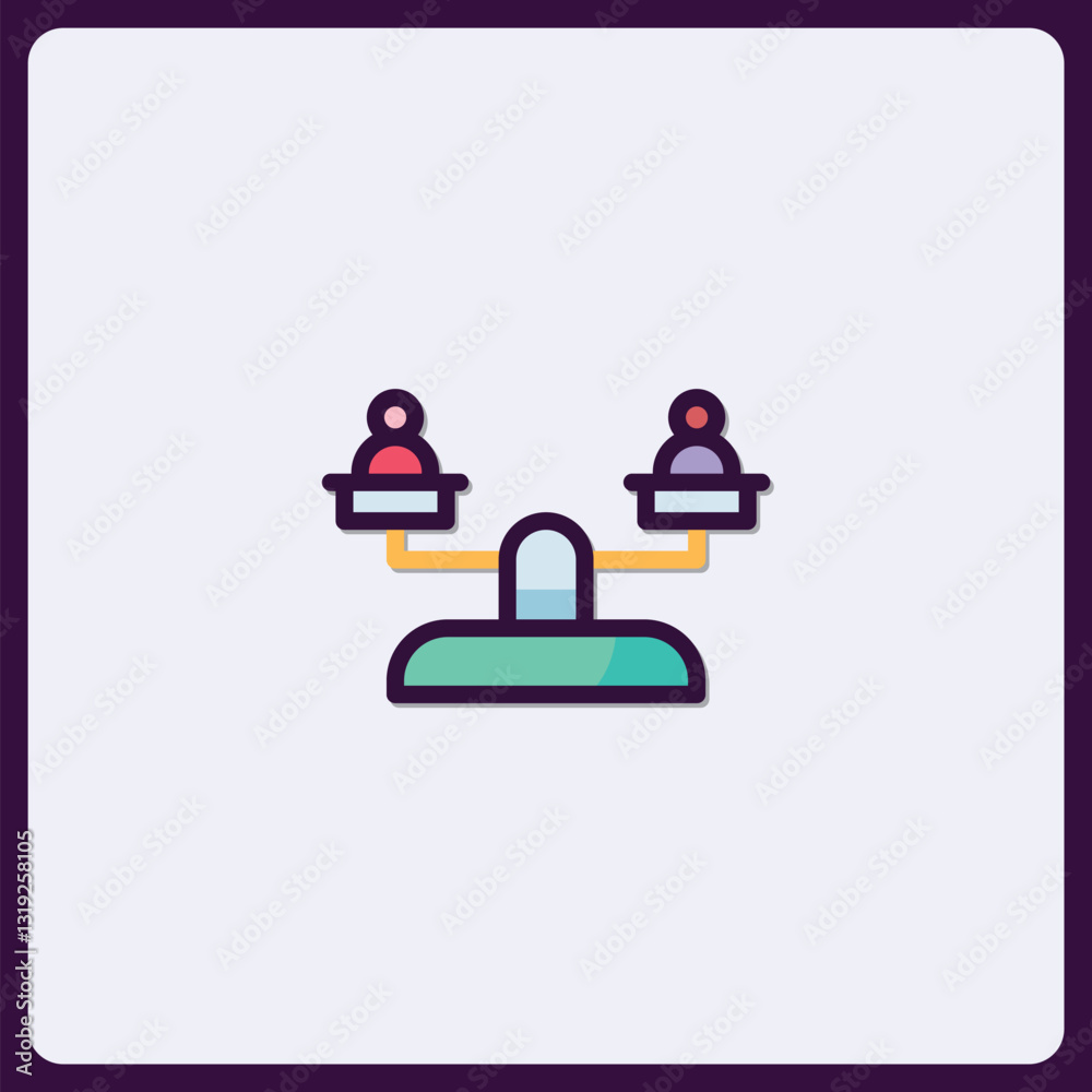 Obraz premium Stylized weight balance icon symbolizing fairness, justice, and equality