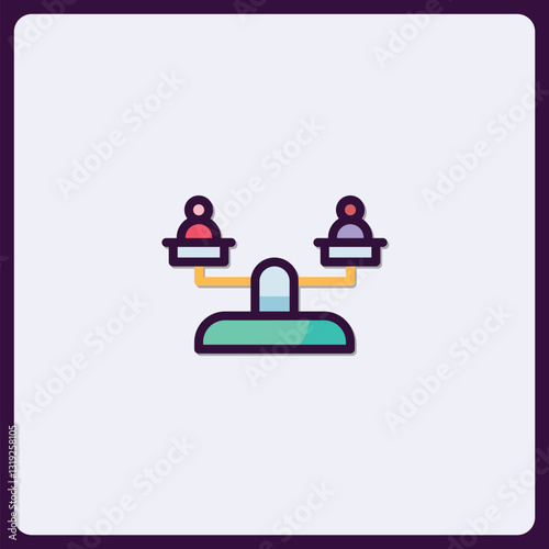 Stylized weight balance icon symbolizing fairness, justice, and equality