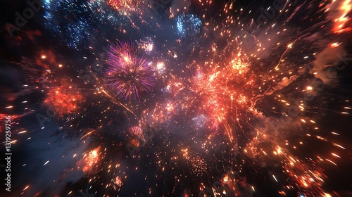 Wallpaper Mural Bright and colorful fireworks display exploding high in the night sky Torontodigital.ca