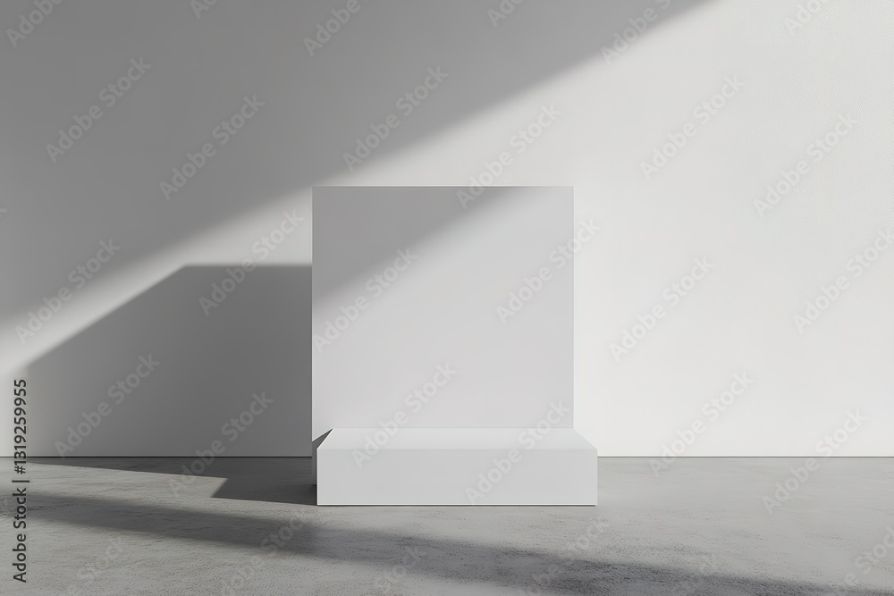 Fototapeta premium Minimalist White Product Display Stand Mockup Modern Empty Podium for Branding