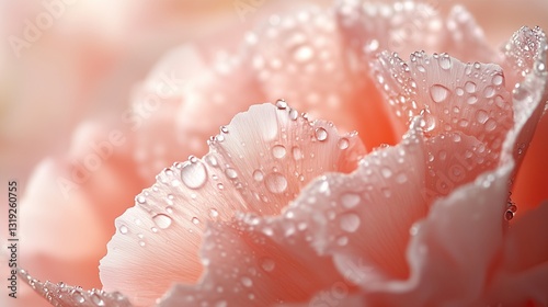 Pink rose with dew drops and soft petals, capturing the beauty of nature and romance in a close-up bloom