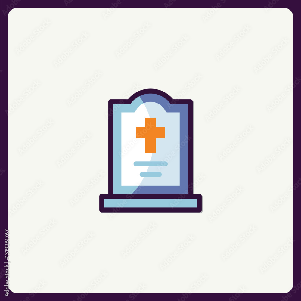Minimalist Tombstone Icon Depicting Remembrance and Memorialization concept Minimalist Tombstone Icon Depicting Remembrance and Memorialization concept