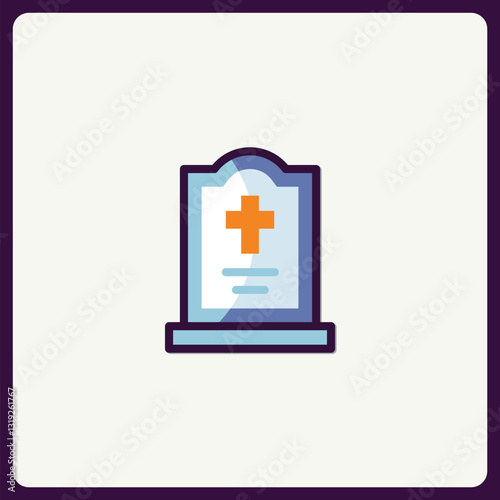 Minimalist Tombstone Icon Depicting Remembrance and Memorialization concept