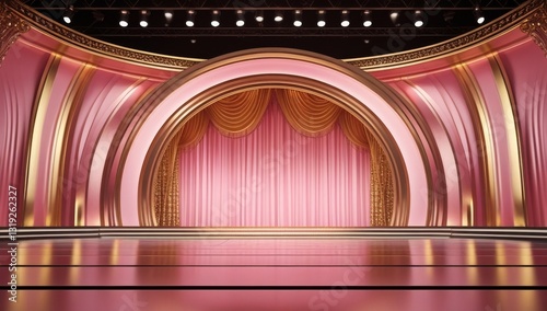 Pink golden ceremony award stage venue background.