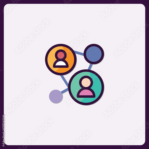 Connected people concept, network illustration, social group with circles