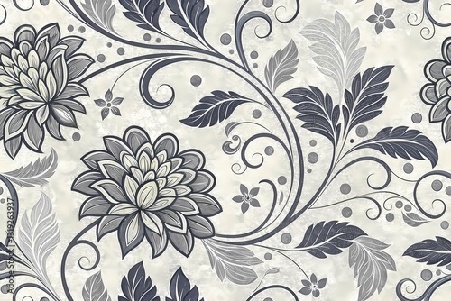 Wallpaper Mural Vintage floral seamless pattern with ornate leaf and flower vector illustration Torontodigital.ca