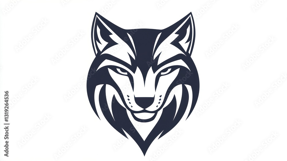 Fototapeta premium Wolf head graphic, black and white, logo design, possible use as print or digital media