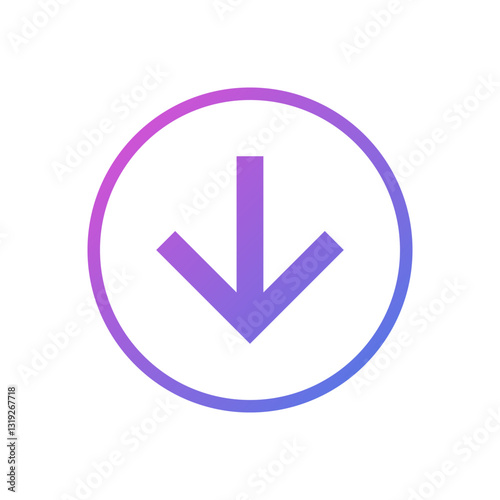 Down arrow vector icon or download, flat design symbol.
