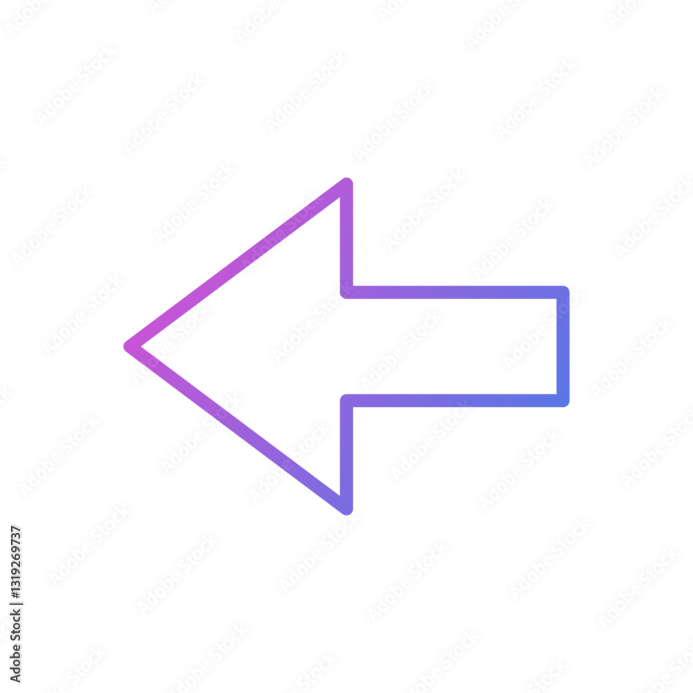 Back arrow vector icon, flat design symbol. Back arrow vector icon, flat design symbol.