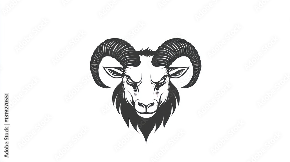 Ram head, fierce expression, white background, logo design Ram head, fierce expression, white background, logo design