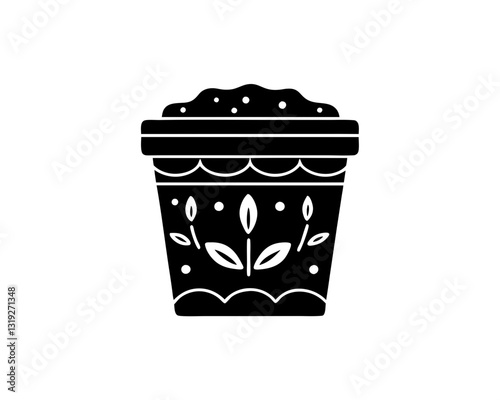 creative details flower pot icon Vector Illustration