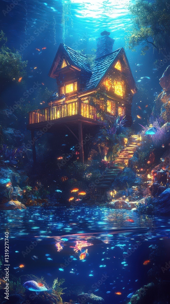Enchanting Underwater Cabin Home Among Colorful Fish Enchanting Underwater Cabin Home Among Colorful Fish