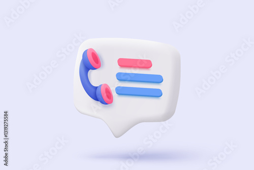 3d realistic call phone and bubble talk icon signs speech. speak with service support hotline and call center. 3d contact customer buttons vector render illustration