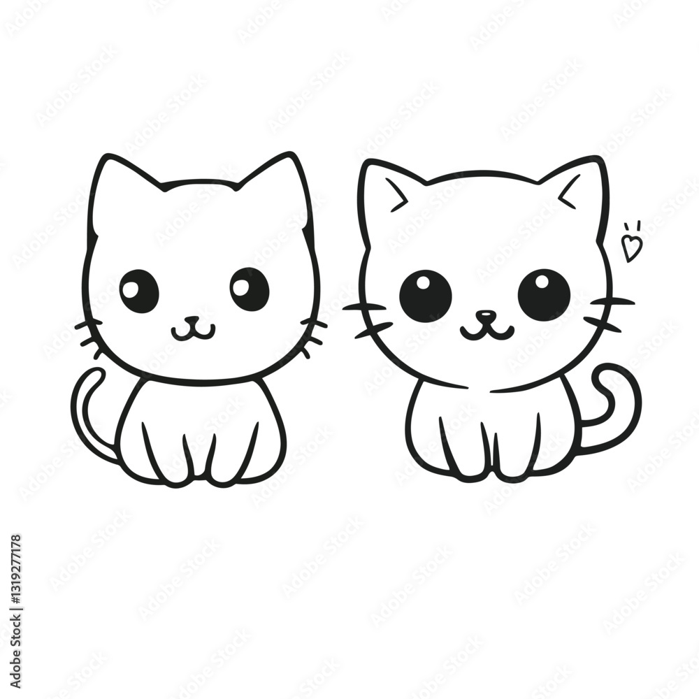 Cat kitten drawing a black and white vector illustration Cat kitten drawing a black and white vector illustration
