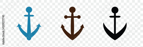Anchor sea icon set. Marine anchor in vintage style. Nautical anchors logo design.