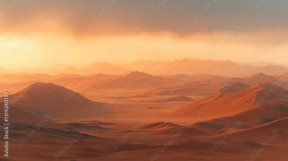 Naklejka premium Desert mountain range at sunset
