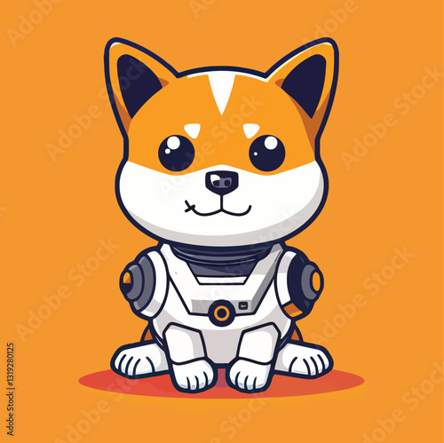  A cute robot Shiba character sketch vector illustration