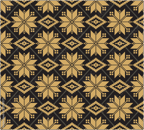 Gold songket woven pattern ornament design pattern. Indonesian traditional songket. Suitable for batik on fabric, backgrounds, weaving.