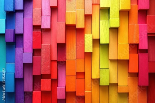 Colorful Rainbow Geometric Blocks Abstract Background