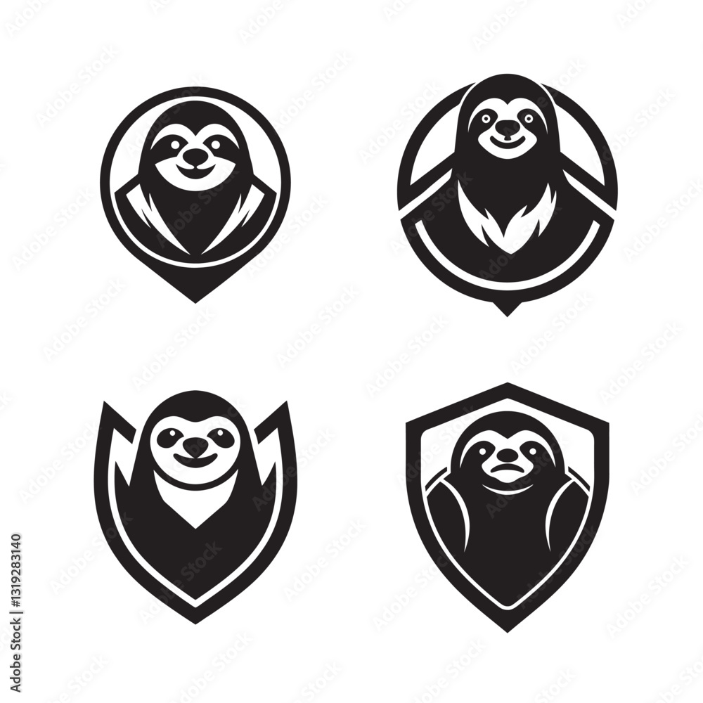 Sloth logo bundle- iconic animal design logo element collection Sloth logo bundle- iconic animal design logo element collection