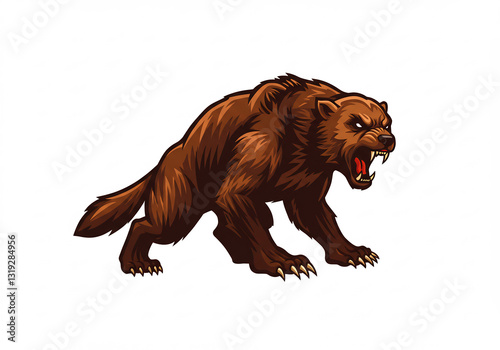 Aggressive Brown Wolverine Illustration Pixel Art