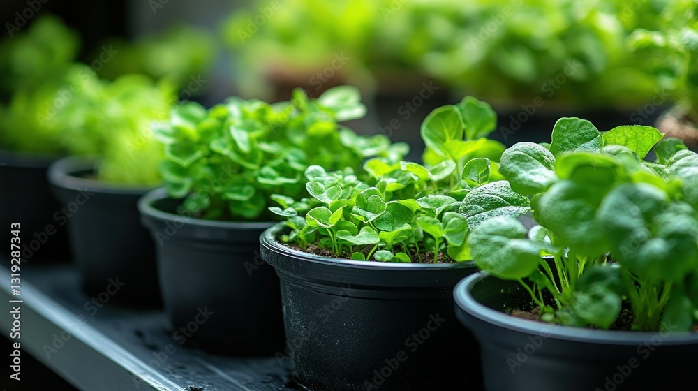 Fresh green plants in pots Fresh green plants in pots