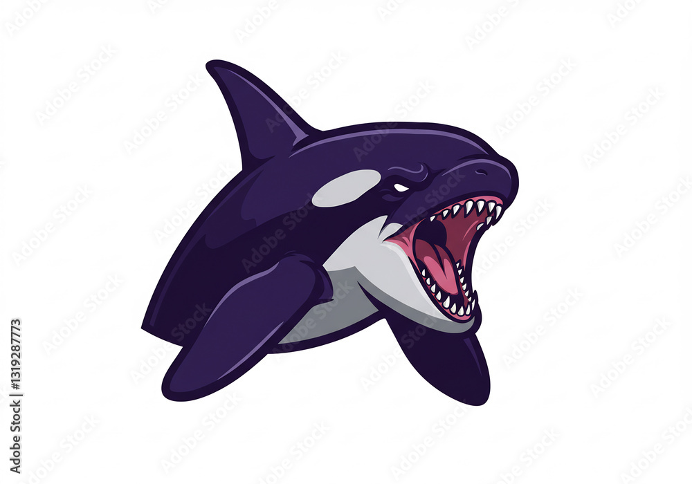 Aggressive Orca Whale Digital Pixel Art Illustration Aggressive Orca Whale Digital Pixel Art Illustration