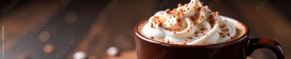 Fototapeta premium Delicious frothy hot chocolate with sprinkles, dessert, sweet, frothy