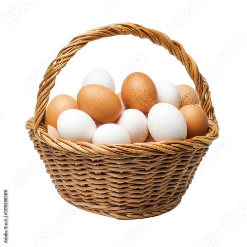 Wallpaper Mural Farm Fresh Eggs in Woven Basket: A rustic basket overflows with a mix of fresh, wholesome eggs in shades of brown and white, symbolizing the simple pleasures of farm-to-table freshness. Torontodigital.ca