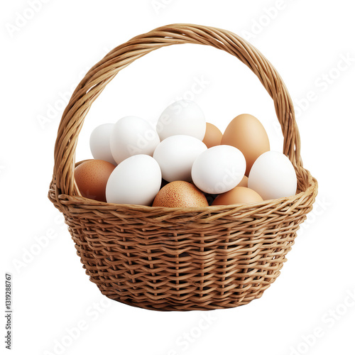 Wallpaper Mural Fresh Eggs in Woven Basket: An inviting rustic scene of farm-fresh eggs nestled in a handcrafted wicker basket. Capturing freshness, natural goodness and the simple joys of a wholesome breakfast. Torontodigital.ca