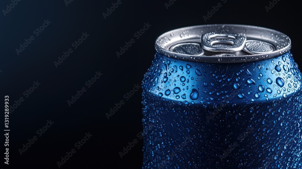 Fingers Wrapped Around Cold Soda Can with Dew Drops in Dramatic Lighting Fingers Wrapped Around Cold Soda Can with Dew Drops in Dramatic Lighting