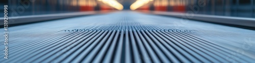detailed macro shot of airport security conveyor belt with luggage wheels in focus under diffused lighting