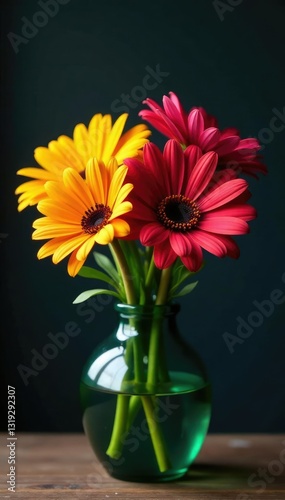 Wallpaper Mural Gazania flowers on dark green stems in a vase, stem, bouquet Torontodigital.ca