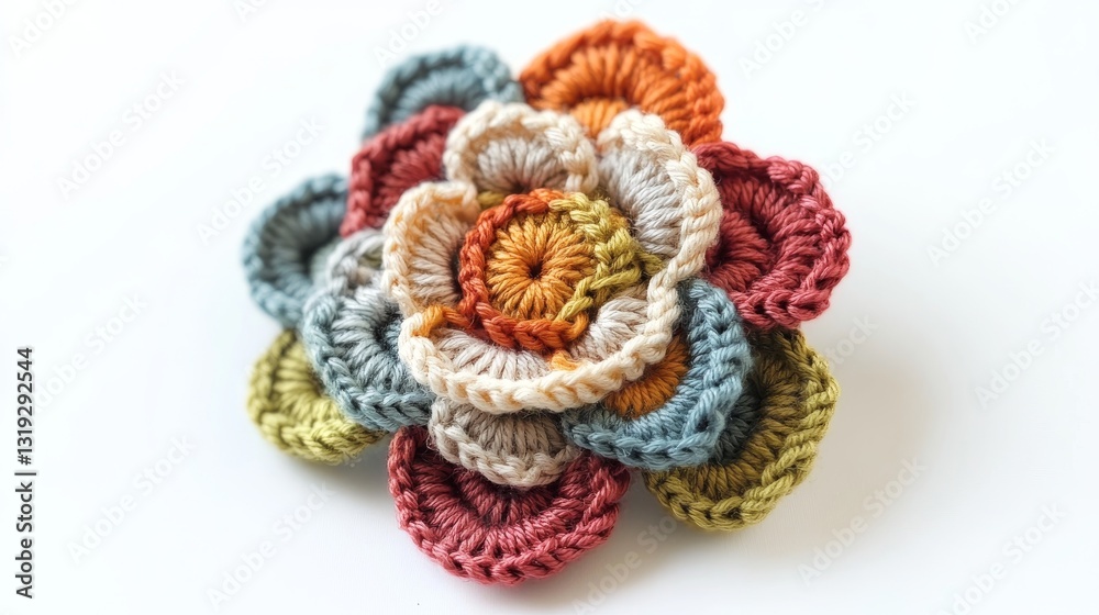 Fototapeta premium a homemade crochet flower on white background