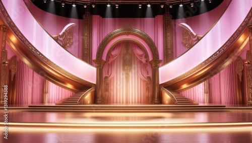 Obraz na płótnie Pink golden ceremony award stage venue background. w salonie