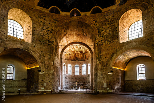 Interior of the Rotonda, a roman, then christian temple, then mosque, now a museum with the early christian mosaics. Thessaloniki, Greece.