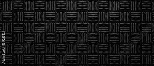 3d abstract sound proof panels background, black sound proof wall backdrop