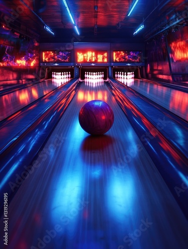 Bowling Ball On Bowling Alley