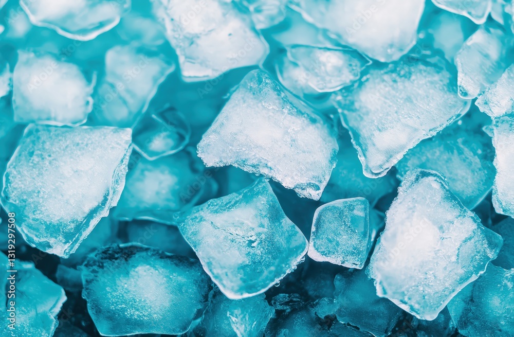 Fototapeta premium Ice cubes glimmering close-up natural setting cool environment macro photography refreshing concept