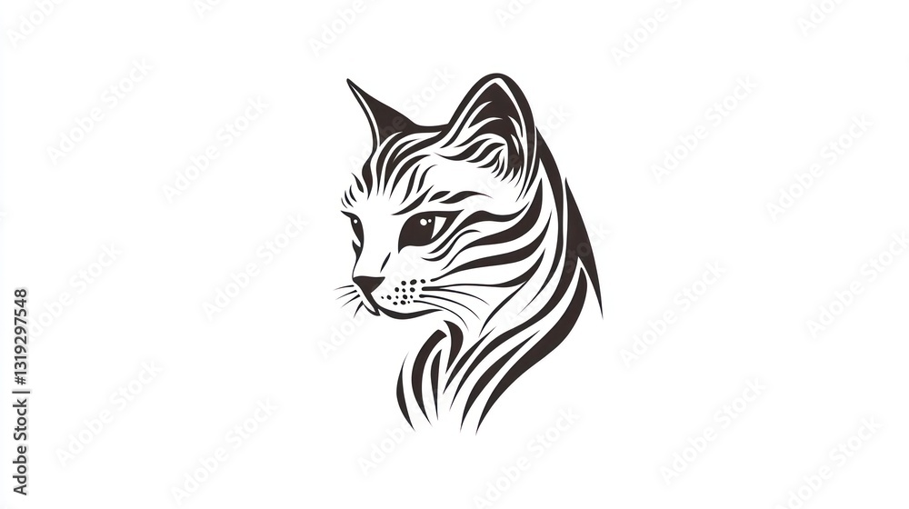 Obraz premium Stylized cat portrait, graphic design, vector art, print media