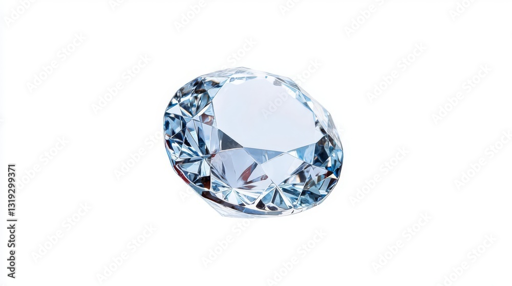 A sparkling diamond gem with beautiful facets reflecting light on a white background. A sparkling diamond gem with beautiful facets reflecting light on a white background.