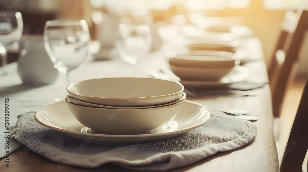 Empty dinner table with scattered plates and tense atmosphere, symbolizing unresolved family conflicts or emotional distance in a domestic setting. Empty dinner table with scattered plates and tense atmosphere, symbolizing unresolved family conflicts or emotional distance in a domestic setting.