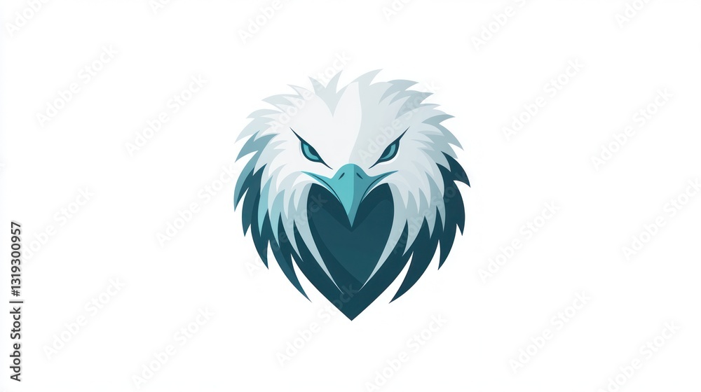 Obraz premium Majestic eagle head, sharp gaze, white background, logo design