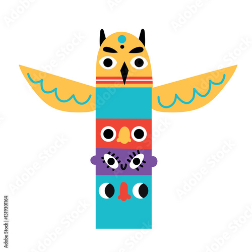 Canadian totem spirit handmade craft statue for education pole tourist attraction point. 